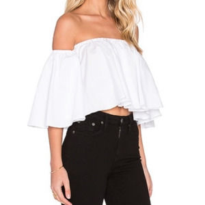 N Nicholas Off Shoulder Ruffle Top in White